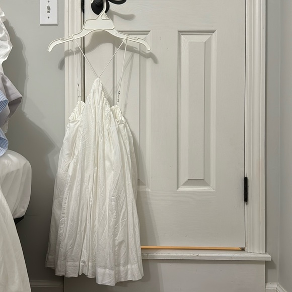 White high neck spaghetti strap mini dress - Picture 1 of 6